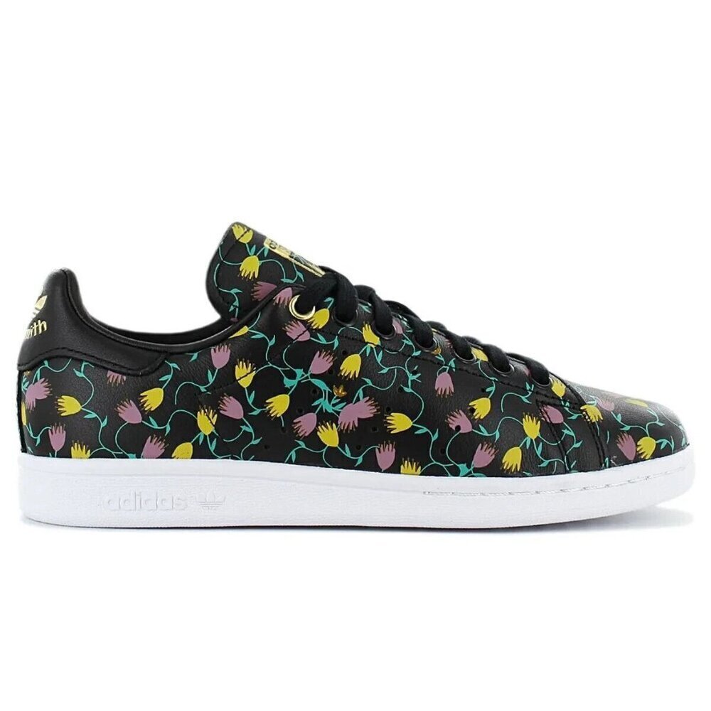 Adidas originals stan smith Women's Sneaker Floral‎ Print EH2036 BLACK NEW 5.5